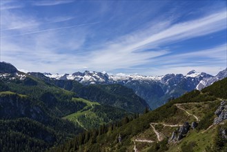 Panoramic view of the mountains in Berchtesgadener Land in Bavaria, Germany, Europe