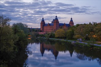 Panoramic view of Johannisburg Castle in Aschaffenburg, Germany, Europe