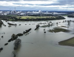 Marl-Haltern am See, North Rhine-Westphalia, Germany, Flooding on the Lippe, river in the Ruhr