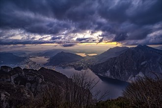 Landscape of Lecco and Lake Como at sunset