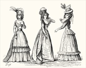 Women's fashion, 18th century, 1788, 1789, 1790