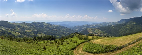 Mountains and valleys panorama landscape in Serbia at summer