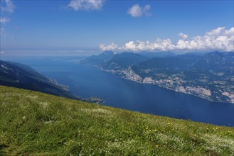 Panoramic view from Monte Baldo on Lake Garda in Italy