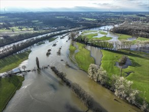 Dorsten, North Rhine-Westphalia, Germany, flood on the Lippe, river in the Ruhr area, the fields,