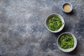 Chuka wakame, seaweed japanese salad with nuts sauce