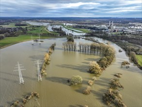 Marl-Haltern am See, North Rhine-Westphalia, Germany, Flooding on the Lippe, river in the Ruhr