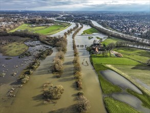 Dorsten, North Rhine-Westphalia, Germany, flood on the Lippe, river in the Ruhr area, the fields,