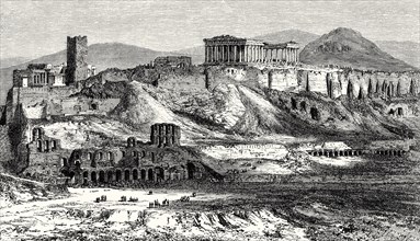 Archaeological excavations at the Acropolis, Athens, Greece, 19th century, Europe