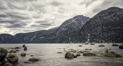 View over the Eidfjord, a fjord in Norway