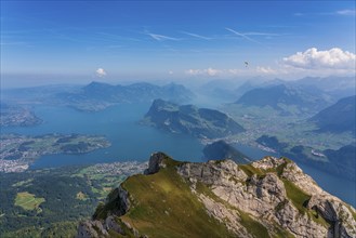 Panoramic view of Lake Lucerne from Pilatus Mountain in Switzerland