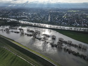 Dorsten, North Rhine-Westphalia, Germany, flood on the Lippe, river in the Ruhr area, the fields,