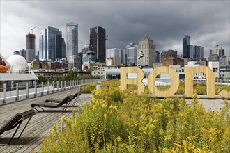 At the Cruise Ship Terminal with view on the city, Montreal, Province of Quebec, Canada, North