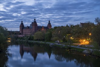 Panoramic view of Johannisburg Castle in Aschaffenburg, Germany, Europe