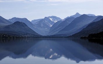 View over the Isfjorden, a fjord in Norway