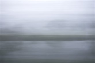 Long exposure early in the morning from a moving train, Plettenberg, North Rhine-Westphalia,