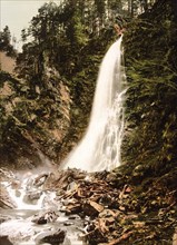 Valley of the Lys and Cascade de Cocur, Luchon, Pyrenees, France, ca 1890, Historical, digitally