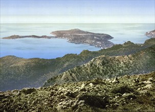 Corniche Street, Nice, Riviera, France, c. 1895, Historic, digitally restored reproduction from a