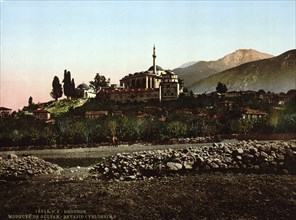 Byzantine wall near Yedikule, Constantinople, Istanbul, Turkey, c. 1895, Historical, digitally