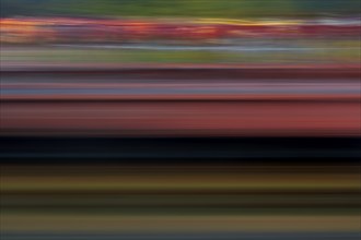 Long exposure from a moving train, Iserlohn, North Rhine-Westphalia, Germany, Europe