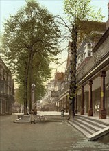 The colonnade known as the Pantiles in Tunbridge Wells, England, Historic, digitally restored