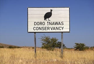 Sign Doro !Nawas Conservancy, nature conservation, near Twyfelfontein, Damaraland, Kunene Region,