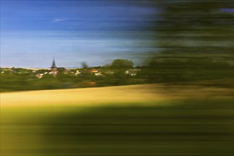 Long exposure from a moving train, Wunstorf, Lower Saxony, Germany, Europe