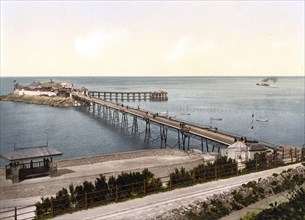 The Pier, Weston-super-Mare, England, Historical, digitally restored reproduction from a 19th