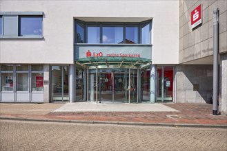 Entrance to Landessparkasse zu Oldenburg, Varel branch, Friesland district, Lower Saxony, Germany,