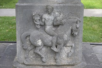 Horseman with escolab staff, relief on the monument to the Rakoczy spring discoverers Balthasar