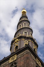 Corkscrew-shaped tower of the Evangelical Lutheran Church of the Saviour, in front of Frelsers