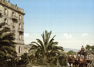 The Royal Hotel with Gardens, San Remo, Riviera, Italy, c. 1895, Historic, digitally restored