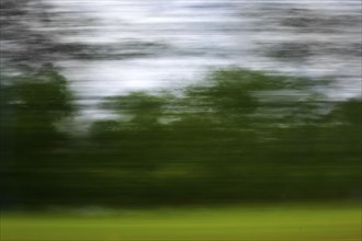 Long exposure from a moving train, Dillenburg, Hesse, Germany, Europe