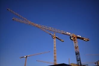 Old Bonatzbau station, cranes, Züblin construction cranes, construction site, Stuttgart 21