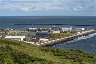 View from the Helgoländer Oberland to the industrial area, the outer harbour and the open sea,