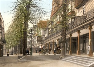 The colonnade known as the Pantiles in Tunbridge Wells, England, Historic, digitally restored