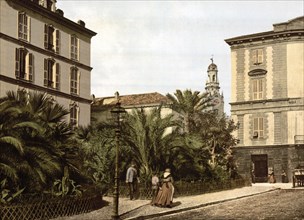 City centre, San Remo, Riviera, Italy, c. 1895, Historic, digitally restored reproduction from a