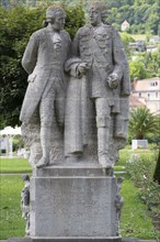 Monument to the Rakoczy spring discoverers Balthasar Neumann and Georg Anton Boxberger, spa garden,