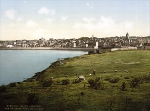 View from the fortress of St. Servan in the Pyrenees, France, ca 1890, Historical, digitally
