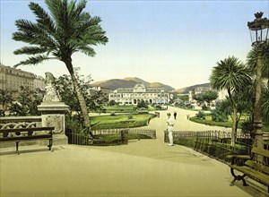 Public Gardens and Municipal Casino, Nice, Riviera, France, c. 1895, Historical, digitally restored