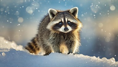 A raccoon in winter, studio, AI generated, AI generated