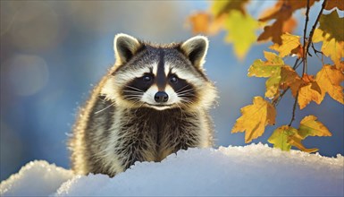 A raccoon in winter, studio, AI generated, AI generated