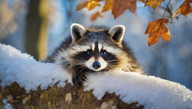 A raccoon in winter, studio, AI generated, AI generated