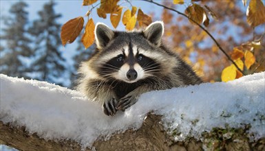 A raccoon in winter, studio, AI generated, AI generated