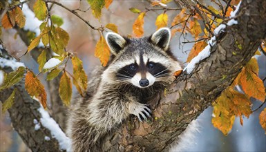 A raccoon in winter, studio, AI generated, AI generated