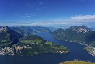 Panoramic view from Fronalpstock on Lake Lucerne in Switzerland