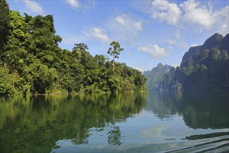 Cheow Lan lake landscape, National Park Khao Sok, Thailand, Asia