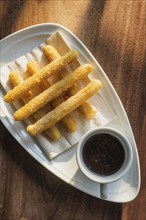 Chocolate and churros traditional spanish breakfast snack food