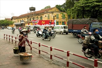 Food vendor in hanoi vietnam street