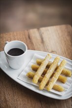 Chocolate and churros traditional spanish breakfast snack food