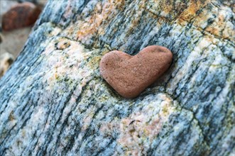 Red stone heart figure, sea stone heart shape